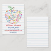 Carte de visite coloré d'Apple de professeurs (Devant / Derrière)