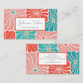 Carte De Visite Coloré Floral Rétro (Devant / Derrière)