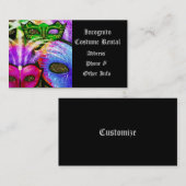 Carte de visite coloré Mardi Gras Masques (Devant / Derrière)