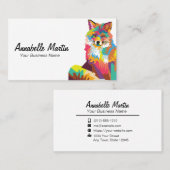 Carte De Visite Coloré Pop Art Fox (Devant / Derrière)