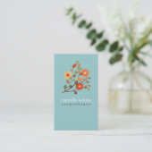 Carte De Visite Coloré Retro Orange et Rouge Floral (Debout devant)