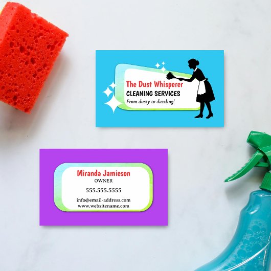 Carte De Visite Colorful Dusting Maid Professional Cleaning Busine
