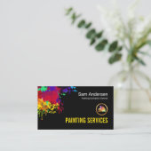 Carte De Visite Colorful Paint Splatter Home Painter Service (Debout devant)