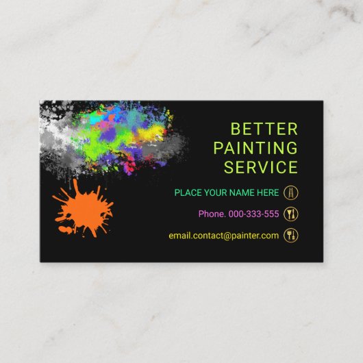 Carte De Visite Colorful Paint Splatter Home Painting Painter (Devant)