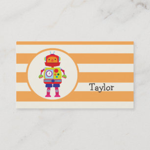 Carte De Visite Colorful Robot Orange Stripes