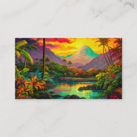 Carte De Visite Colorful Tropical Island Paradise   (Devant)