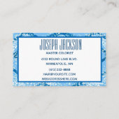 Carte de visite coloriste maître Chevron bleu (Dos)