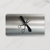 Carte De Visite Comb Scissors | Barber | Metallic Background (Devant)