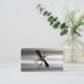 Carte De Visite Comb Scissors | Barber | Metallic Background (Debout devant)