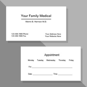 Carte De Visite Combinaison de rendez-vous de médecin bureau