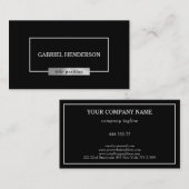 Carte de visite Combiné Noir Et Argent Simple (Devant / Derrière)