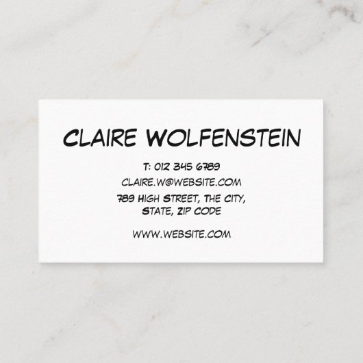 Carte De Visite Comic Book Pop Art POP! (Dos)