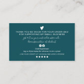 Carte De Visite Commande de script émeraude minimale moderne merci (Dos)