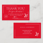 Carte De Visite Commande de script rouge moderne merci (Devant / Derrière)