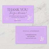Carte De Visite Commande de script violet moderne merci entreprise (Devant / Derrière)