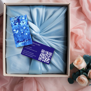 Carte De Visite Commande MERCI Aquarelle Bouquet de marais QR Code