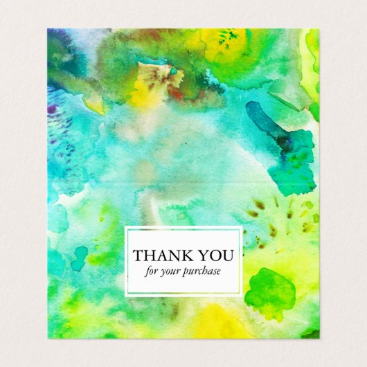 Carte De Visite Commande Merci aquarelle couleur vert plissé (Extérieur déplié)