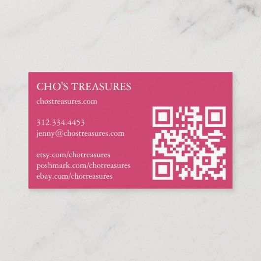 Carte De Visite Commande MERCI Cute Daisy Bouquet Rose QR Code (Dos)