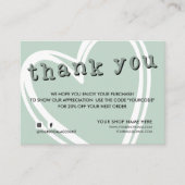 Carte De Visite Commande moderne INSERT tendance merci Sage green (Devant)