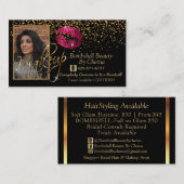 Carte De Visite Commande personnalisée - Confetti Or et lèvres ros (Devant / Derrière)