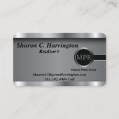 Carte De Visite Commande personnalisée - Monogramme en acier noir (Devant)