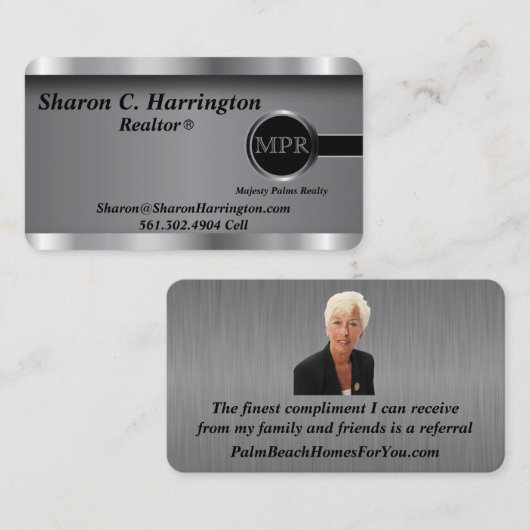 Carte De Visite Commande personnalisée - Monogramme en acier noir (Devant / Derrière)