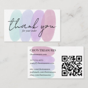 Carte De Visite Commander MERCI Pretty Minimalist Pastel Blobs