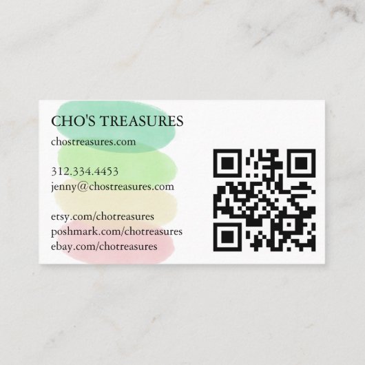 Carte De Visite Commander MERCI Pretty Minimalist Pastel Blobs (Dos)