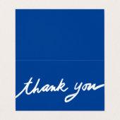 Carte De Visite Commander Merci Script Bleu Social Icônes QR Plié (Extérieur déplié)