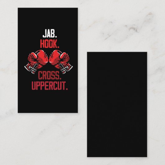 Carte De Visite Commandes de gants de boxe Coupe d'uppercut de cro (Devant / Derrière)