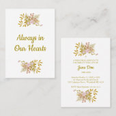 Carte De Visite Commemorative Dear Ones Floral in Pink / Gold (Devant / Derrière)