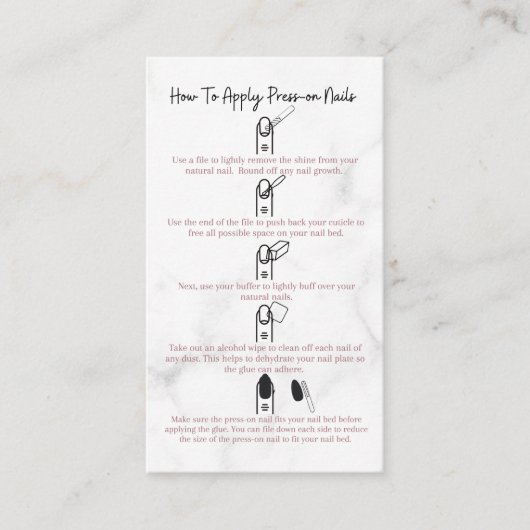 Carte De Visite Comment appliquer les clous de presse Instructions (Devant)