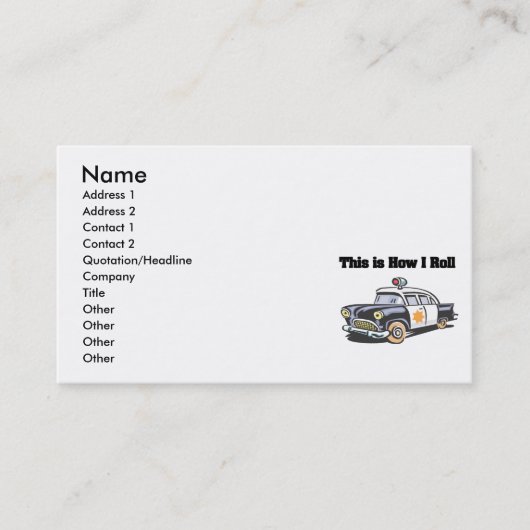 Carte De Visite Comment je roule (voiture de police) (Devant)