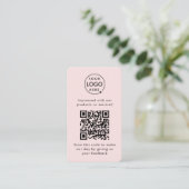 Carte De Visite Commentaires clients QR Code Pink Business Review (Debout devant)