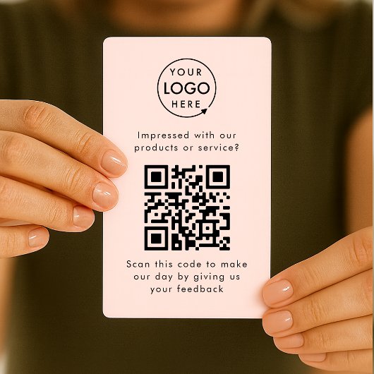 Carte De Visite Commentaires clients QR Code Pink Business Review