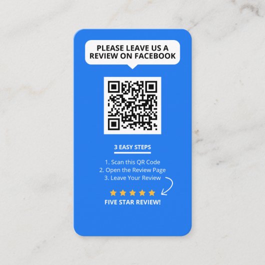 Carte De Visite Commentaires Facebook Évaluer Mon entreprise 5 éto (Devant)