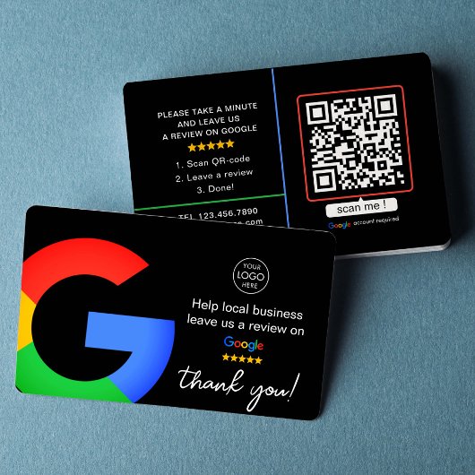 Carte De Visite Commentaires Google noir | Business Review Us QR C