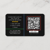 Carte De Visite Commentaires Google noir | Business Review Us QR C (Dos)