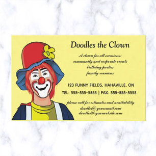 Carte De Visite Commerce de clown de fête modifiable