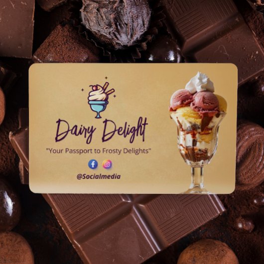 Carte De Visite Commerce de crème glacée | Délicieux Sundae Brown