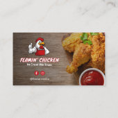 Carte De Visite Commerce de poulet frit | Code-barres en bois mode (Dos)
