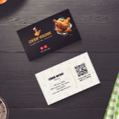 Carte De Visite Commerce de poulet frit | Code-barres foncé minima