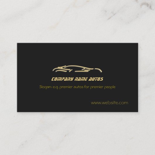 Carte De Visite Commerce de voitures de luxe - Gold Sportscar, mod (Devant)