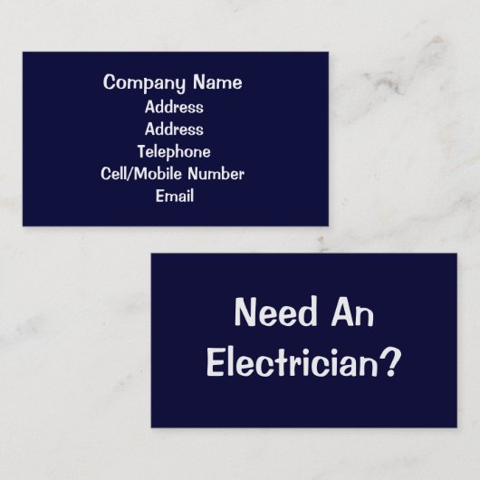 CARTE DE VISITE COMMERCES. ÉLECTRICIEN. (Devant / Derrière)