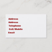 CARTE DE VISITE COMMERCES, RÉPARATIONS AUTOMATIQUES (Dos)