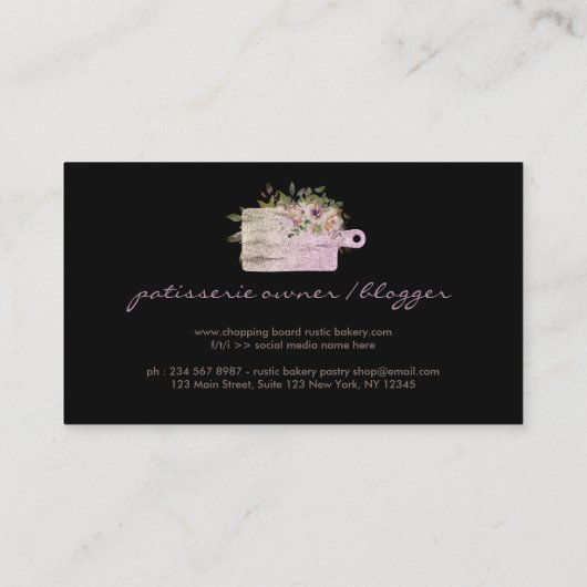 Carte De Visite Commission à achats rose or parties scintillant cu (Dos)