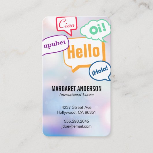 Carte De Visite Communications multilingues | International (Devant)
