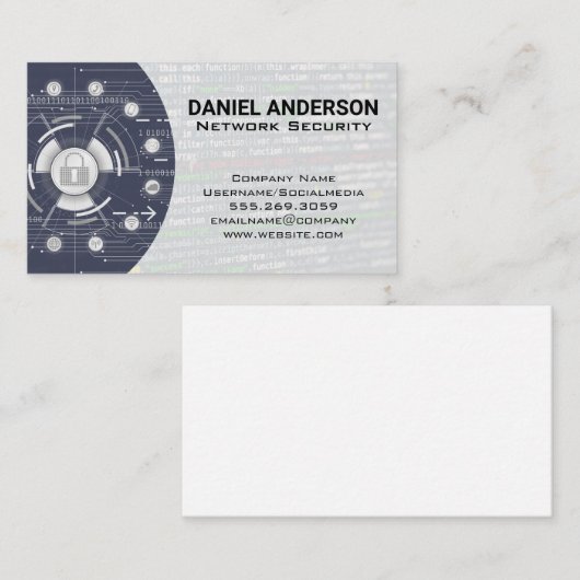 Carte De Visite Communications réseau | Coder | Cyber sécurité (Devant / Derrière)
