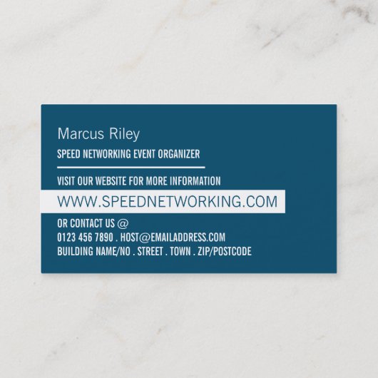 Carte De Visite Community Design, Speed Networking Event Organizer (Dos)
