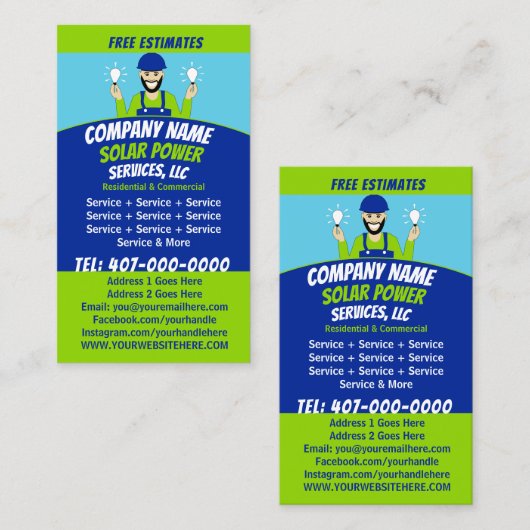 Carte De Visite Compagnie des services d'ampoule solaire (Devant / Derrière)